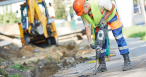 Worker outside in the heat